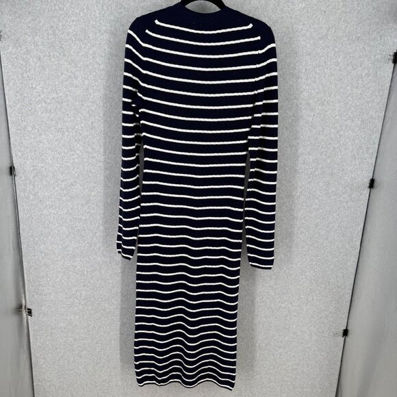 Gap Womens Long Sleeve Knit Midi Sweater Dress Size M Tall Navy White Stripe NEW - Picture 3 of 12
